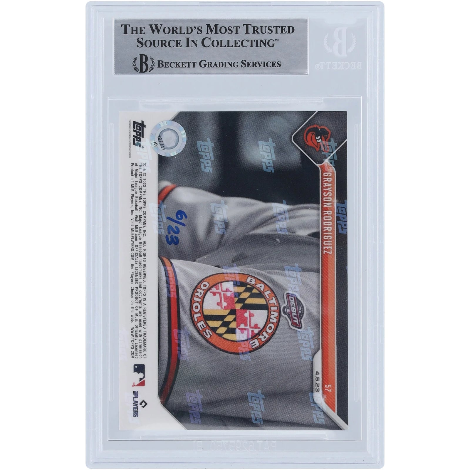 Grayson Rodriguez Signed 2023 Topps Now Rookie Card | MLB Debut Inscription