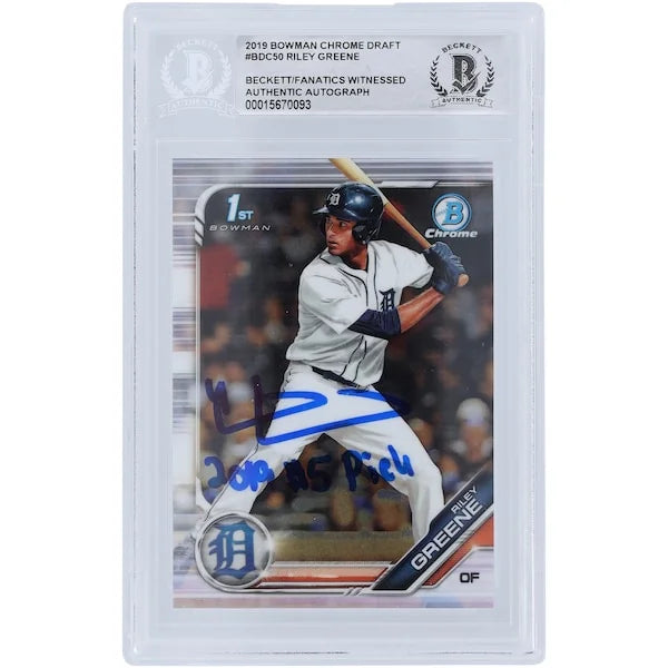 Riley Greene Signed 2019 Bowman Chrome Draft #BDC-50 Rookie #5 Card | Inscribed
