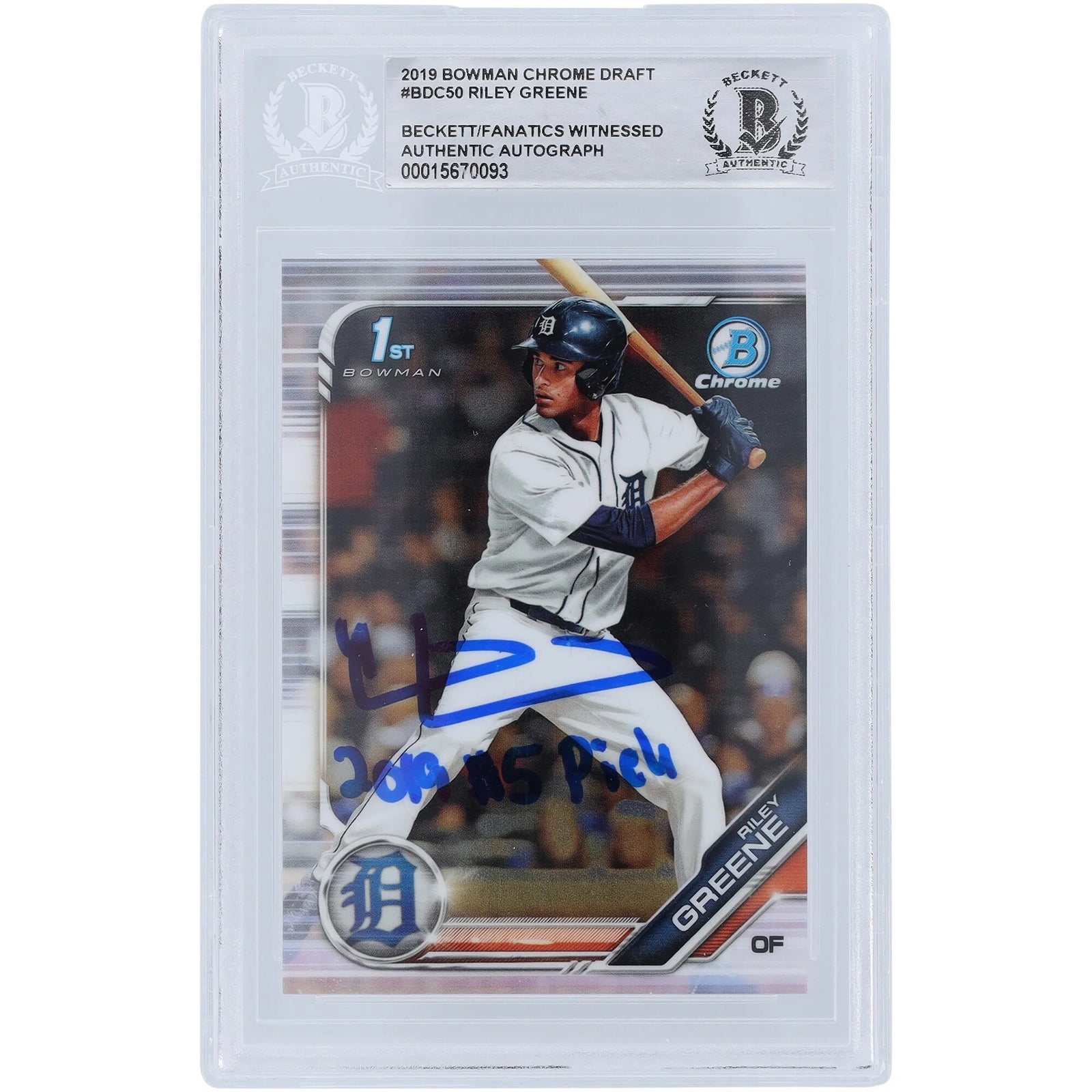 Riley Greene Signed 2019 Bowman Chrome Draft #BDC-50 Rookie #5 Card | Inscribed
