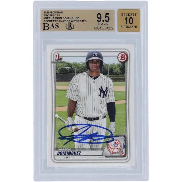 Jasson Dominguez Signed 2020 Bowman Series 1 #BP-8 Rookie Card | Beckett 9.5