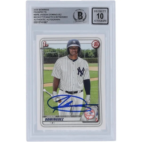 Jasson Dominguez Signed 2020 Bowman Series 1 #BP-8 Rookie Card | Graded 10