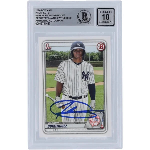 Jasson Dominguez Signed 2020 Bowman Series 1 #BP-8 Rookie Card | Graded 10