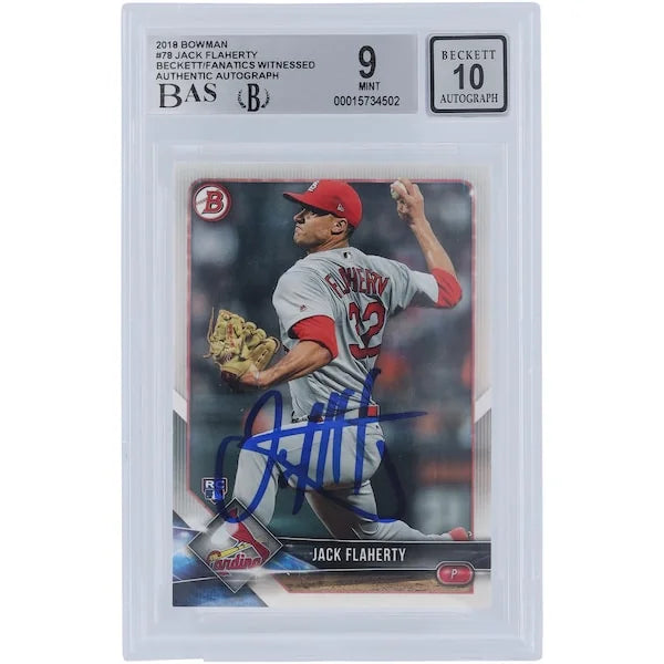 Jack Flaherty Signed 2018 Bowman Series 1 #78 Rookie Card | Beckett 9