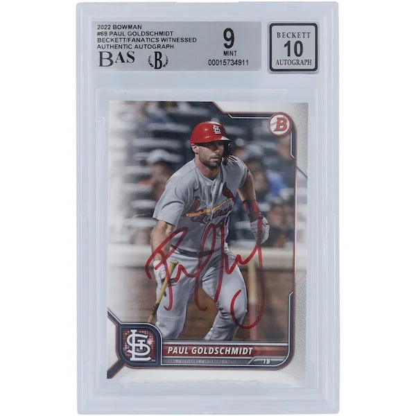 Paul Goldschmidt Signed 2022 Bowman Series 1 #69 Card | Beckett 9