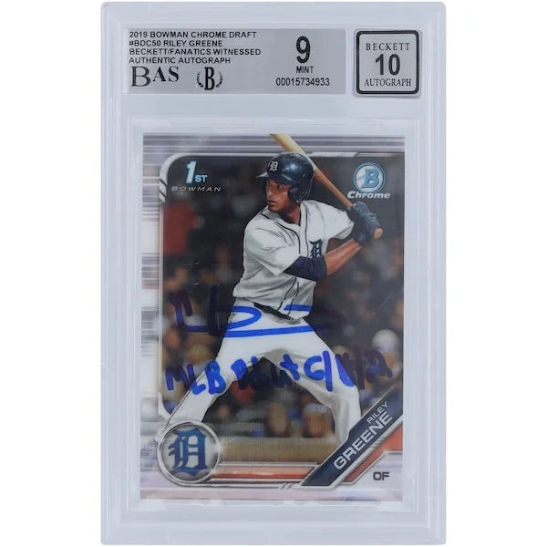 Riley Greene Signed 2019 Bowman Chrome Draft #BDC-50 Rookie Card | MLB Debut Inscription