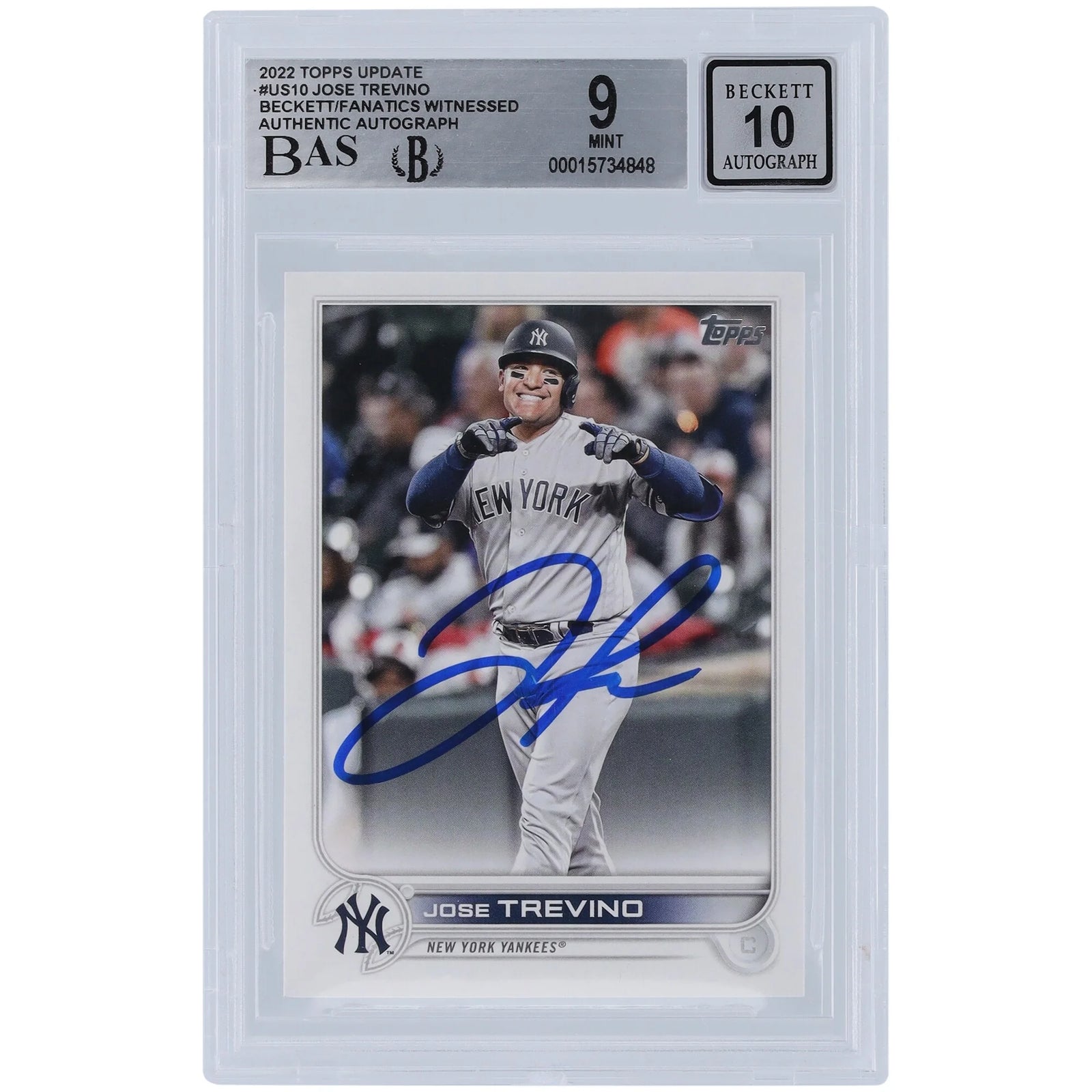 Jose Trevino Signed 2022 Topps Update #US10 Card | Beckett Authenticated 9