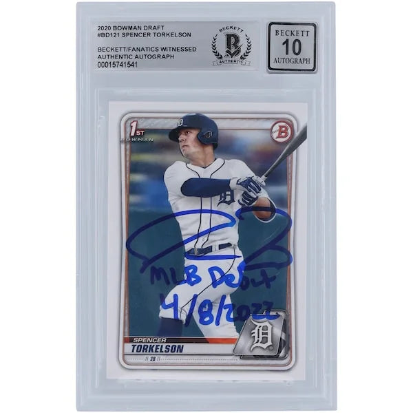 2022 Spencer Torkelson Signed 2020 Bowman Draft #BD-121 Rookie Card | Graded 10