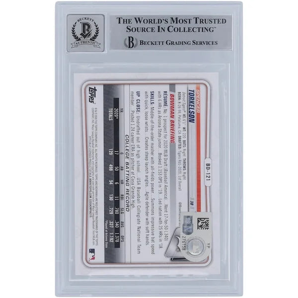 2022 Spencer Torkelson Signed 2020 Bowman Draft #BD-121 Rookie Card | Graded 10