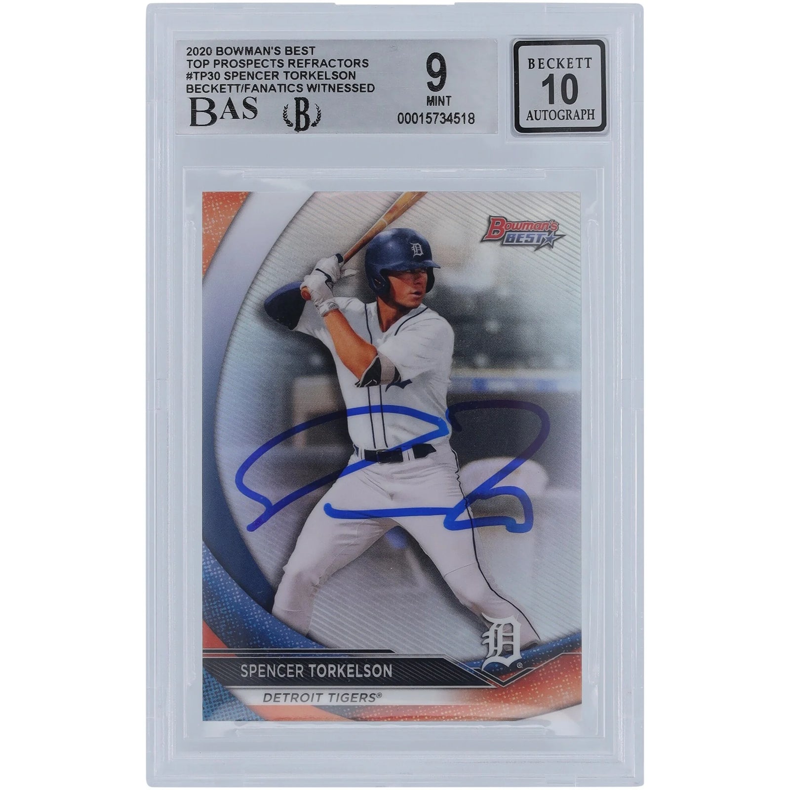 Spencer Torkelson Signed 2020 Bowman's Best Rookie Card | Graded 9