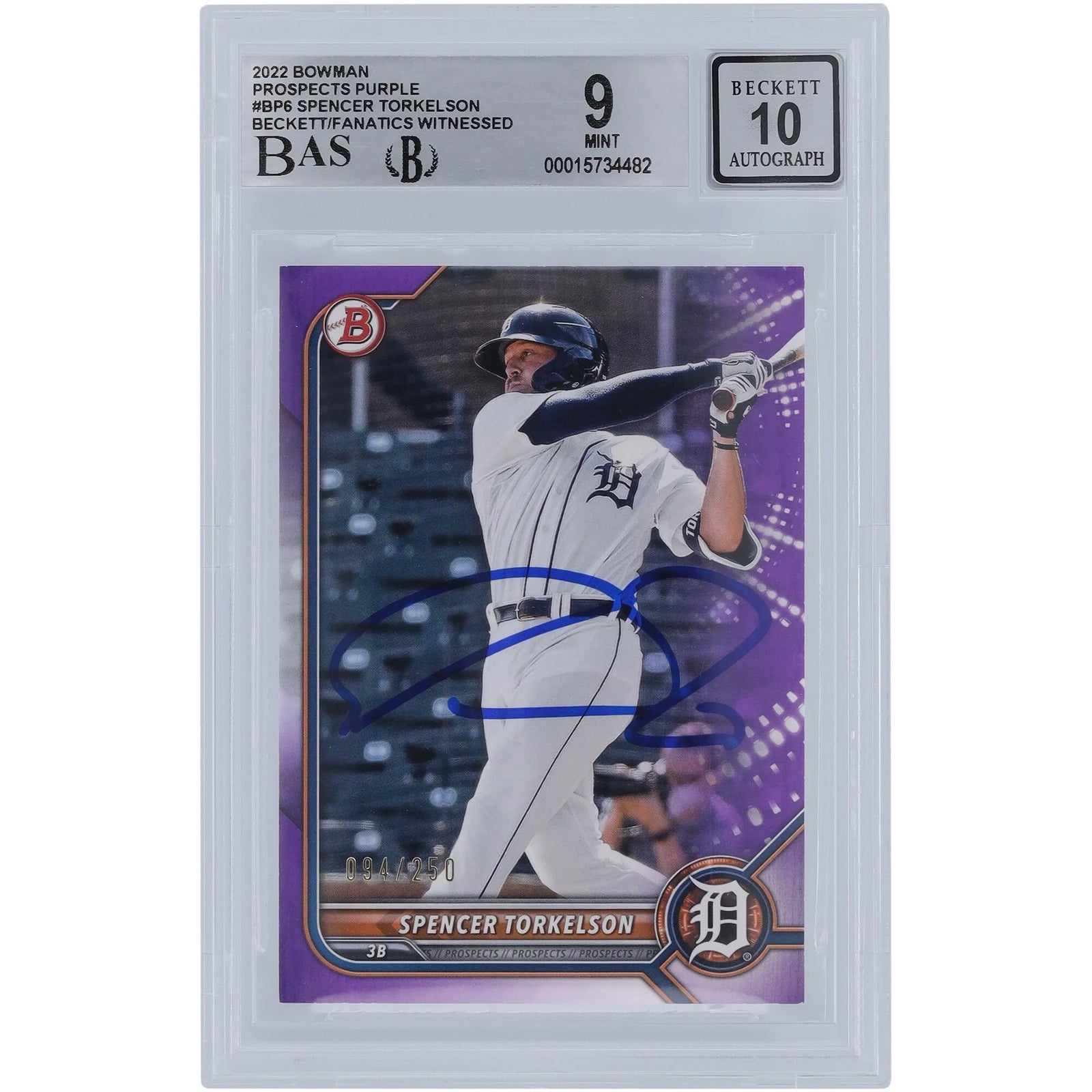 Spencer Torkelson Signed 2022 Bowman Purple Rookie Card | #BP6 /250