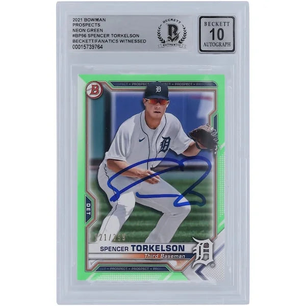 Spencer Torkelson Signed 2021 Bowman Neon Green Rookie Card | BGS 10