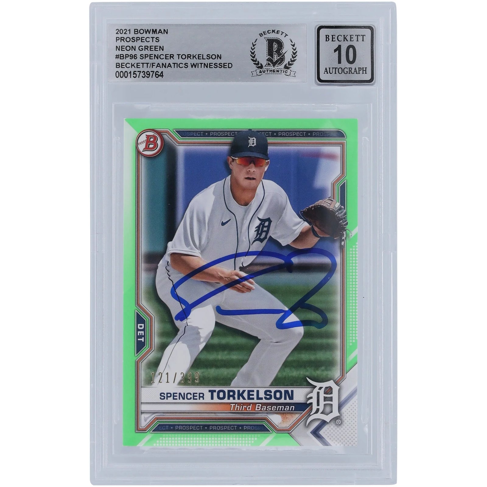 Spencer Torkelson Signed 2021 Bowman Neon Green Rookie Card | BGS 10