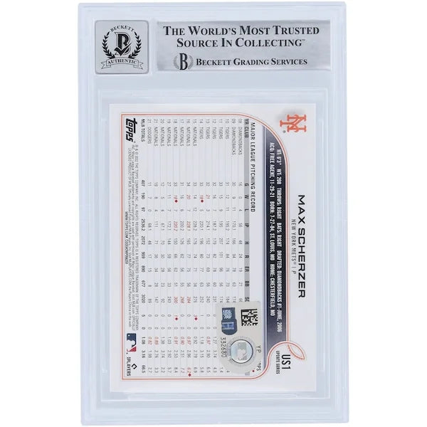 Max Scherzer Signed 2022 Topps Update #US1 Card | Graded 10 with Mad Max Inscription