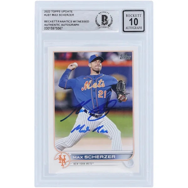 Max Scherzer Signed 2022 Topps Update #US1 Card | Mad Max Inscription, Graded 10