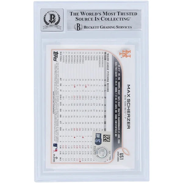 Max Scherzer Signed 2022 Topps Update #US1 Card | Mad Max Inscription, Graded 10