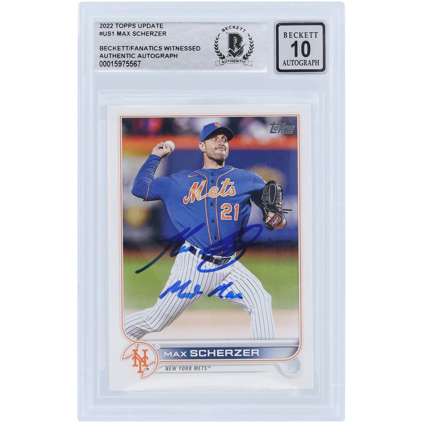 Max Scherzer Signed 2022 Topps Update #US1 Card | Mad Max Inscription, Graded 10