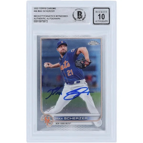 Max Scherzer Signed 2022 Topps Chrome #66 | Beckett 10