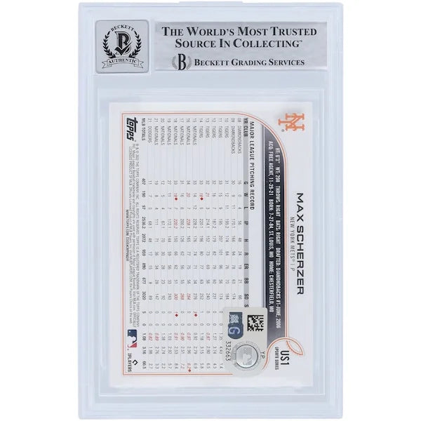 Max Scherzer Signed 2022 Topps Update #US1 Card | Beckett 10