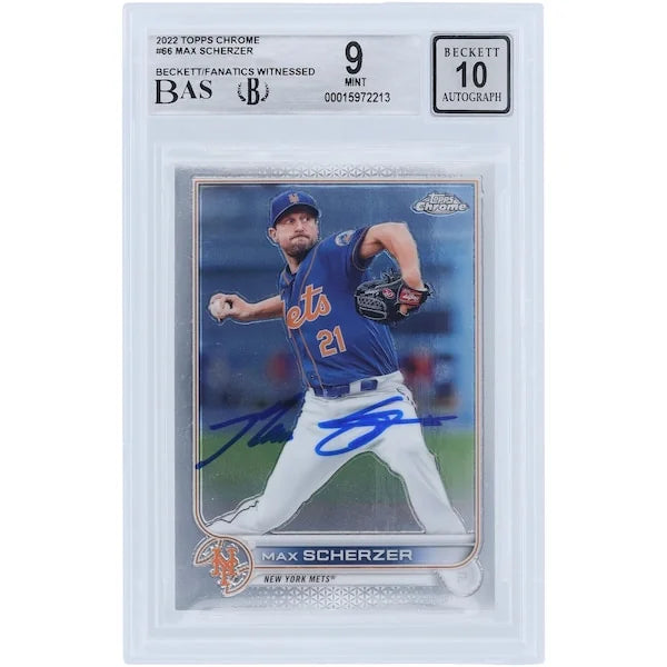 Max Scherzer Signed 2022 Topps Chrome #66 Card | Beckett 9