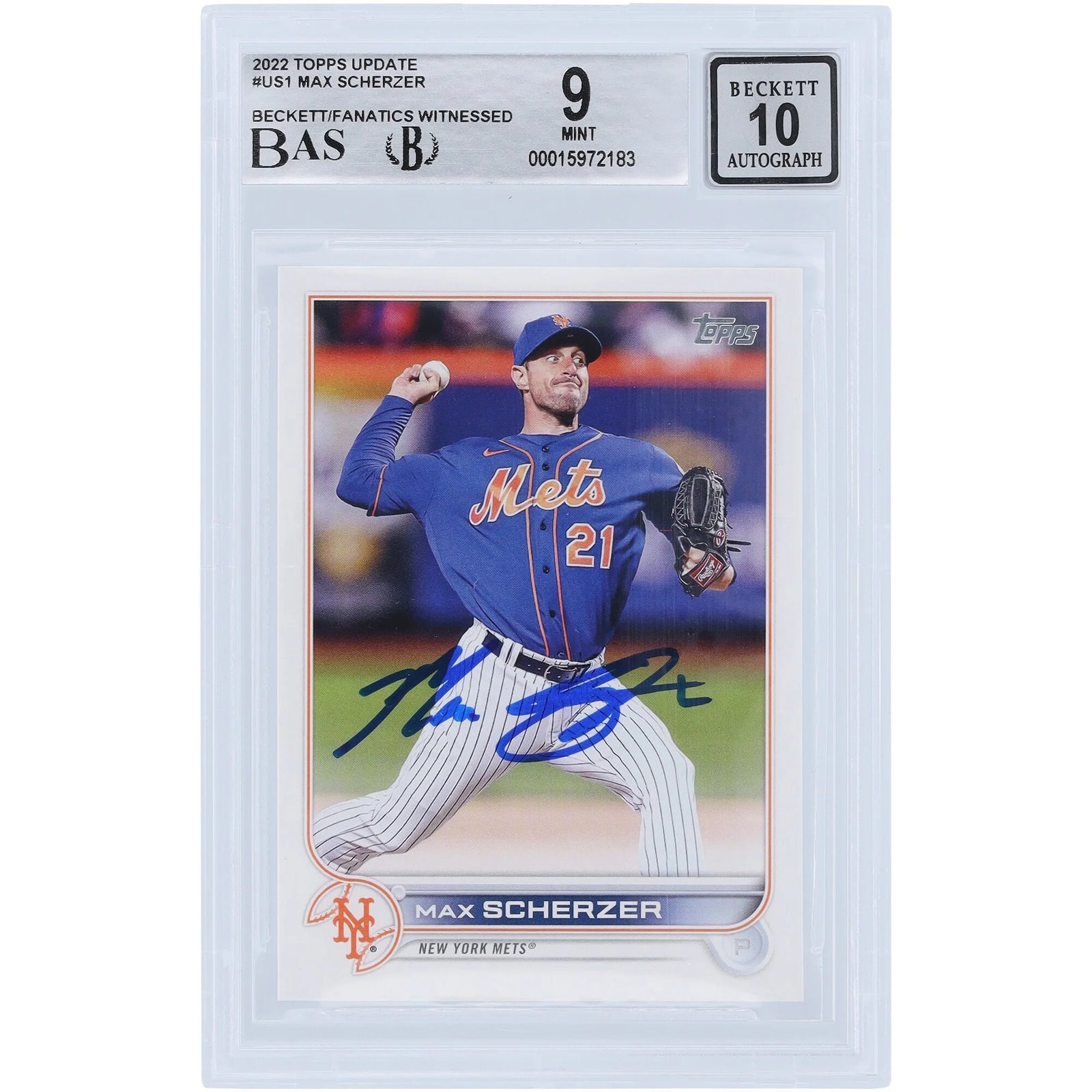 Max Scherzer Signed 2022 Topps Update #US1 Card | Beckett 9