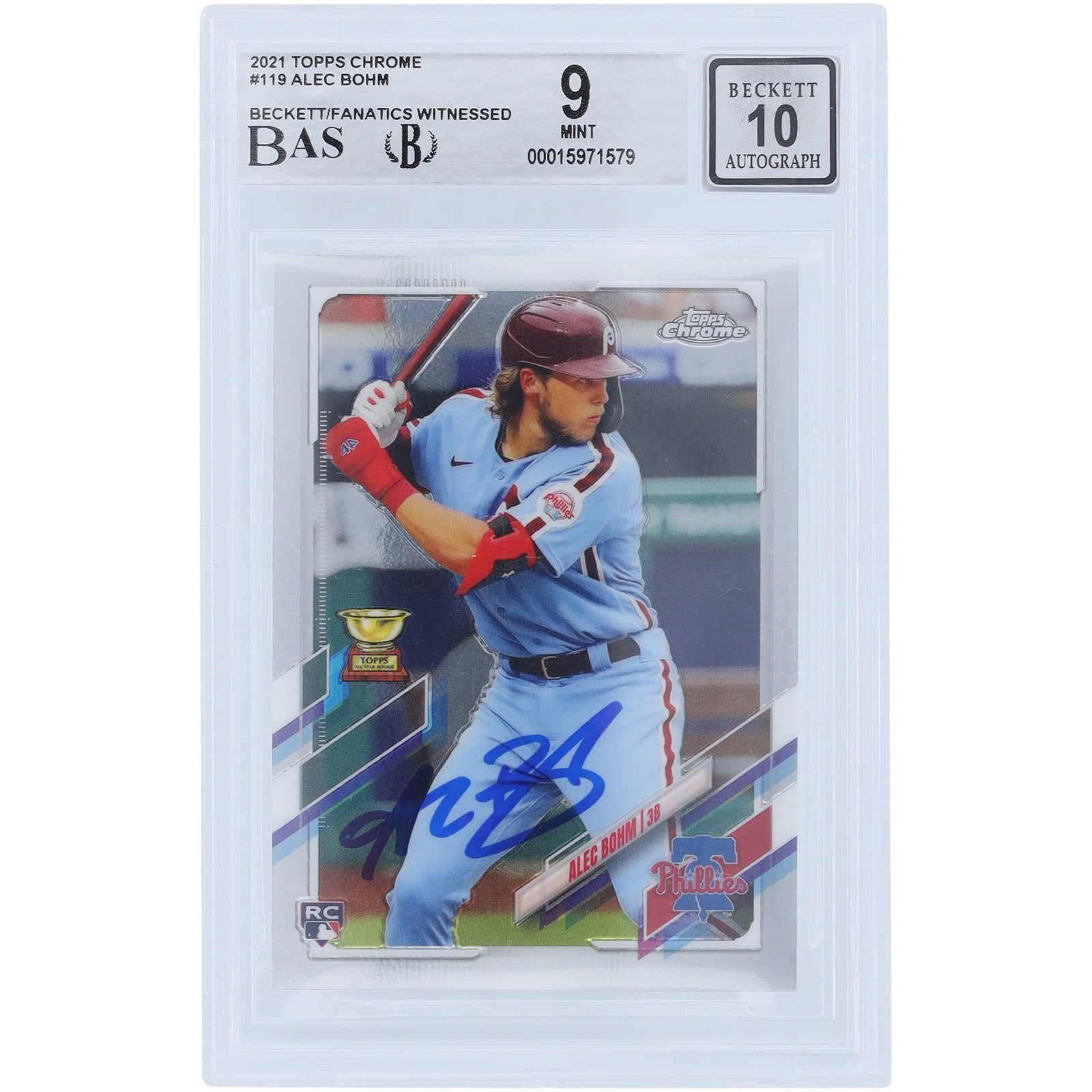 Alec Bohm Signed 2021 Topps Chrome #119 Rookie Card | Beckett 9