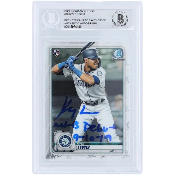 Kyle Lewis Signed 2020 Bowman Chrome #90 Rookie Card | MLB Debut Inscription
