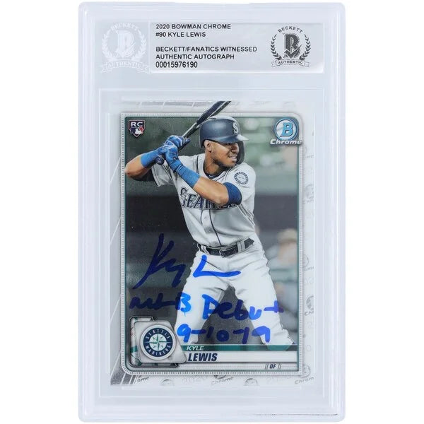 Kyle Lewis Signed 2020 Bowman Chrome #90 Rookie Card | MLB Debut Inscription