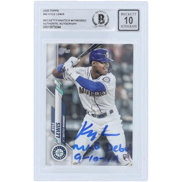 Kyle Lewis Signed 2020 Topps Series 1 #64 Rookie Card | Graded 10