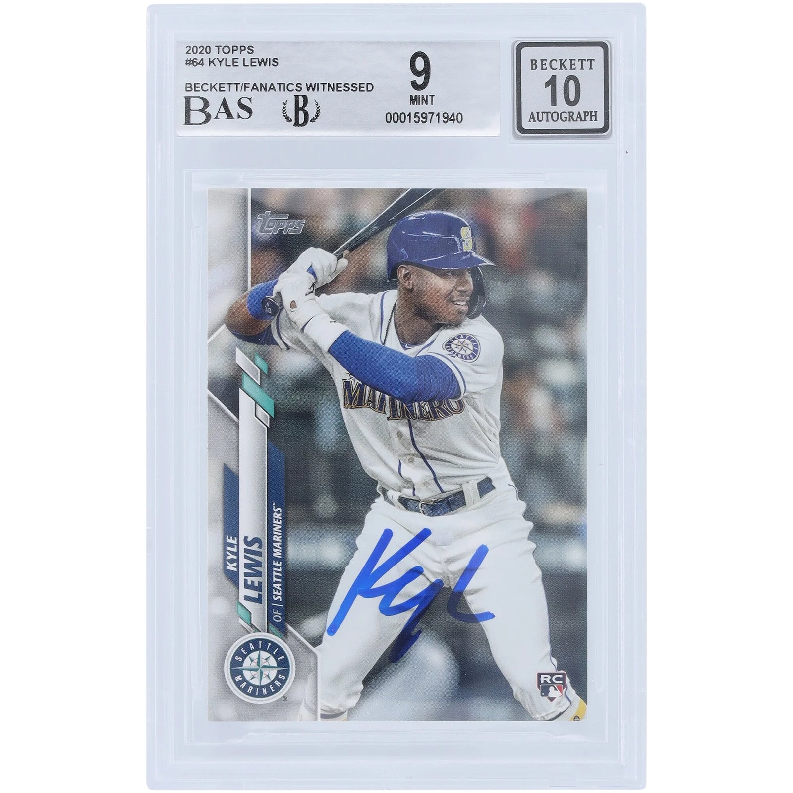 Kyle Lewis Signed 2020 Topps Series 1 #64 Rookie Card | Beckett Authenticated