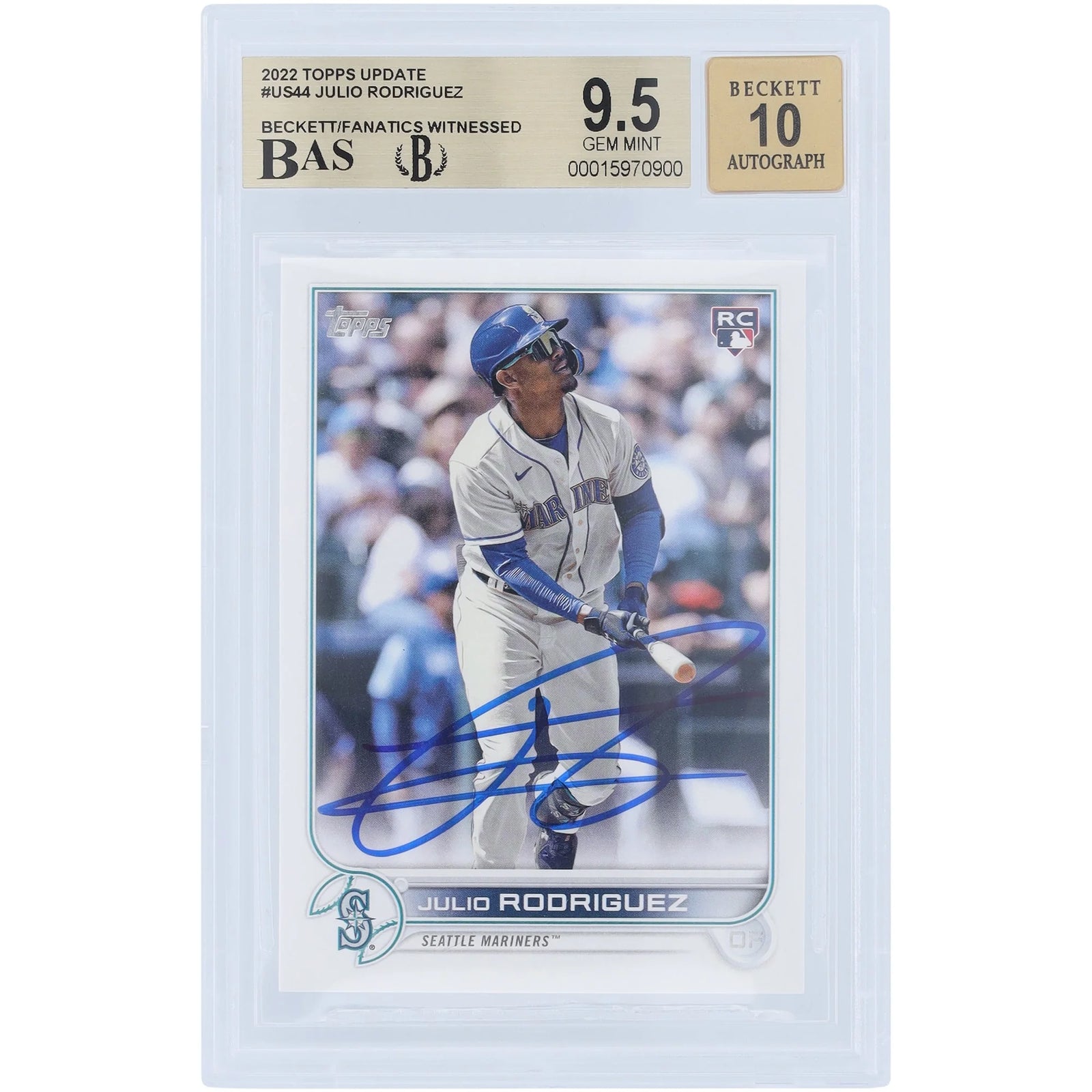 Julio Rodriguez Signed 2022 Topps Update #US44 Rookie Card | Beckett 9.5