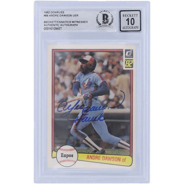 Andre Dawson Signed 1982 Donruss Series 1 #88 | Graded 10 with HAWK Inscription