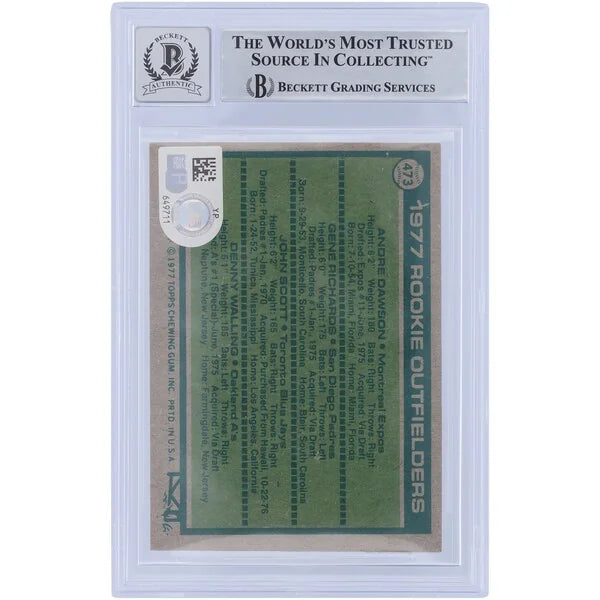 Andre Dawson Signed 1977 Topps Series 2 #473 Rookie Card | Graded 10 with HOF 2010 Inscrip