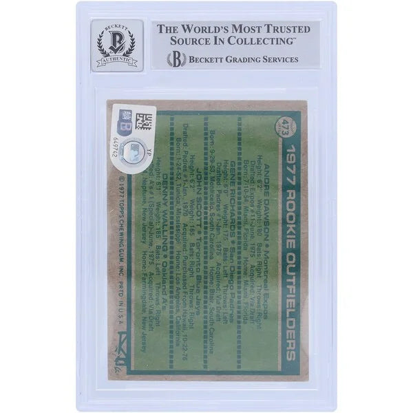 Andre Dawson Signed 1977 Topps Series 2 #473 Rookie Card | Graded 10