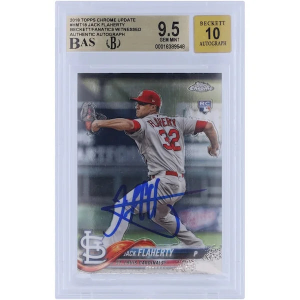 Jack Flaherty Signed 2018 Topps Chrome Update #HMT18 Rookie Card | Beckett 9.5