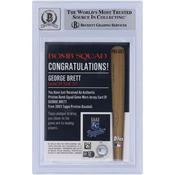 George Brett Signed 2003 Topps Pristine Bomb Squad Relic Card | Beckett Graded 9