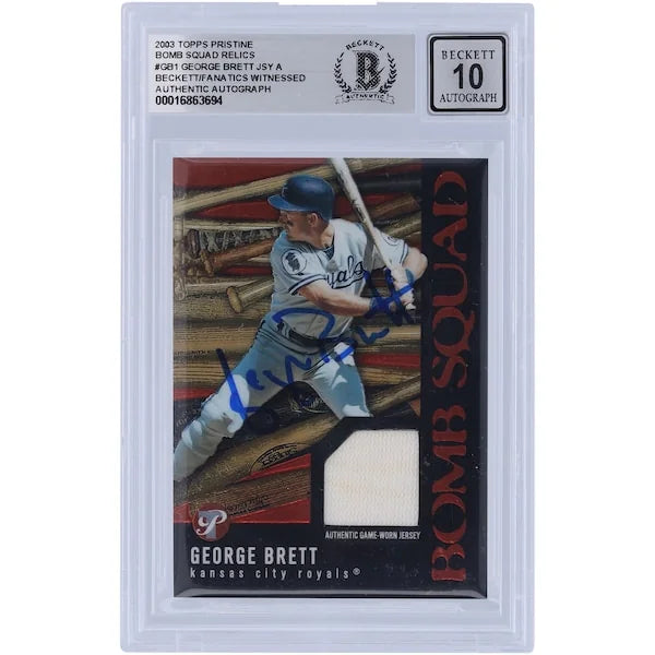 George Brett Signed 2003 Topps Pristine Bomb Squad Relic Card | Graded 10