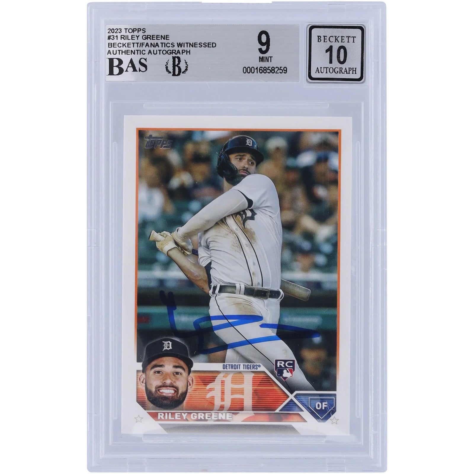 Riley Greene Signed 2023 Topps Series 1 #31 Rookie Card | Beckett Authenticated