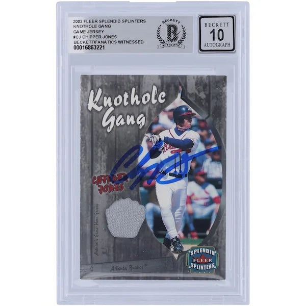 Chipper Jones Signed 2003 Fleer Splended Splinters Relic Card | Beckett 10