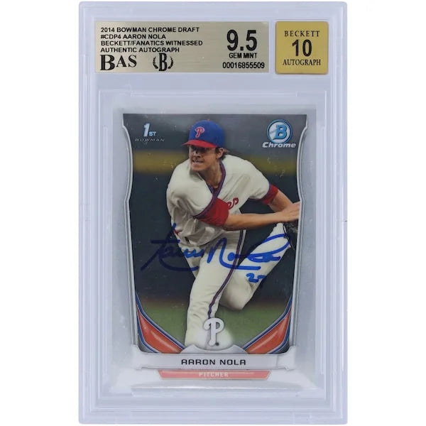 Aaron Nola Signed 2014 Bowman Chrome Draft #CDP4 | Beckett 9.5