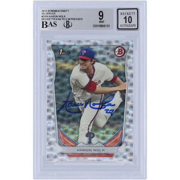 Aaron Nola Signed 2014 Bowman Draft 1st Bowman Silver Ice #DP4 | Beckett Authenticated
