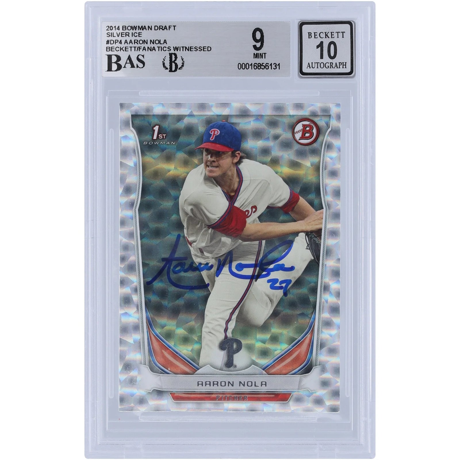 Aaron Nola Signed 2014 Bowman Draft 1st Bowman Silver Ice #DP4 | Beckett Authenticated
