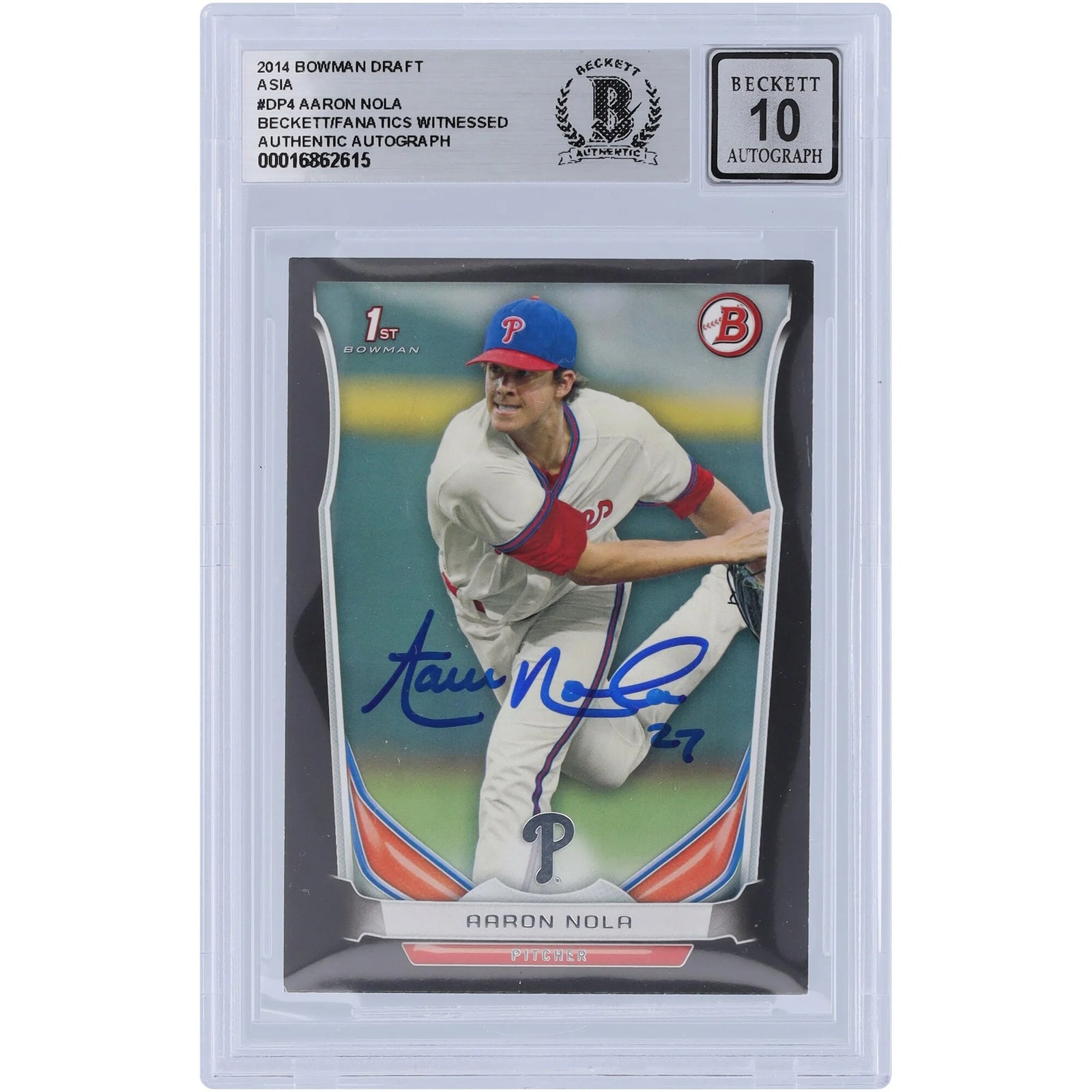 Aaron Nola Signed 2014 Bowman Draft 1st Bowman Asia #DP4 | Graded 10