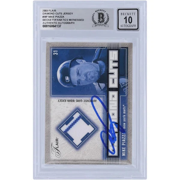 Mike Piazza Signed 2003 Fleer Flair Diamond Cuts Relic Card | Beckett Grade 10