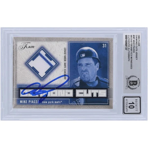 Mike Piazza Signed 2003 Fleer Flair Diamond Cuts Relic Card | Beckett Grade 10