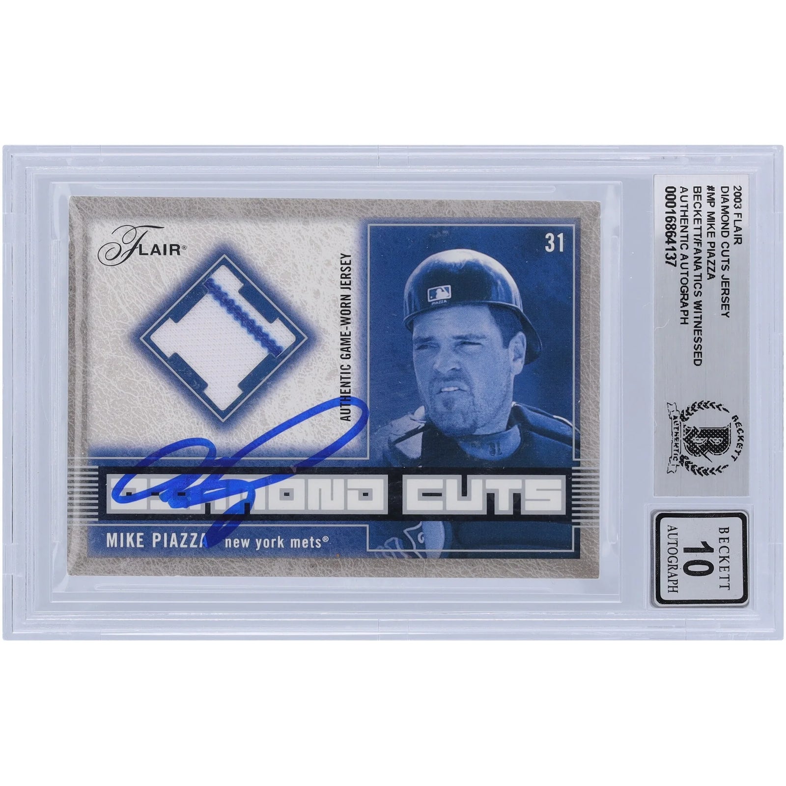 Mike Piazza Signed 2003 Fleer Flair Diamond Cuts Relic Card | Beckett Grade 10