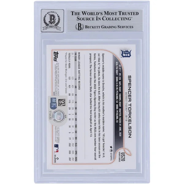 Spencer Torkelson Signed 2022 Topps Update #US20 Rookie Card | Beckett Authenticated