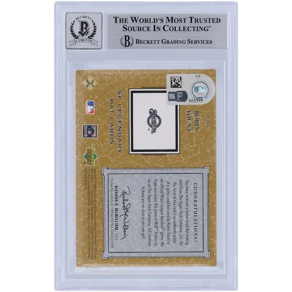 Robin Yount Signed 2001 Upper Deck SP Legendary Cuts Game Bat Relic | Beckett 10