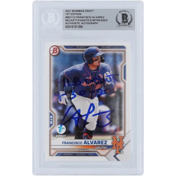 Francisco Alvarez Signed 2021 Bowman Draft #BD-112 | MLB Debut Inscription