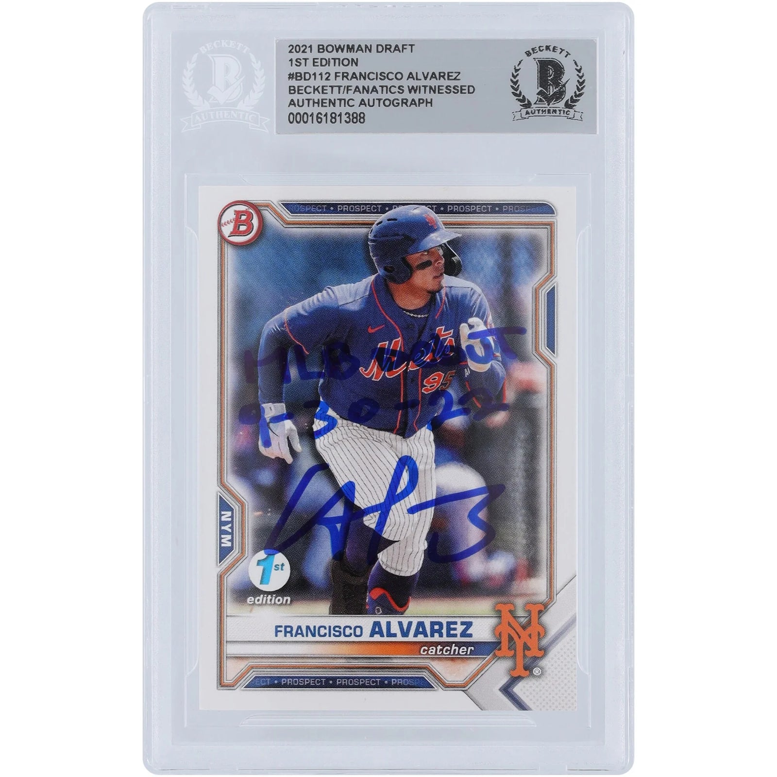 Francisco Alvarez Signed 2021 Bowman Draft #BD-112 | MLB Debut Inscription