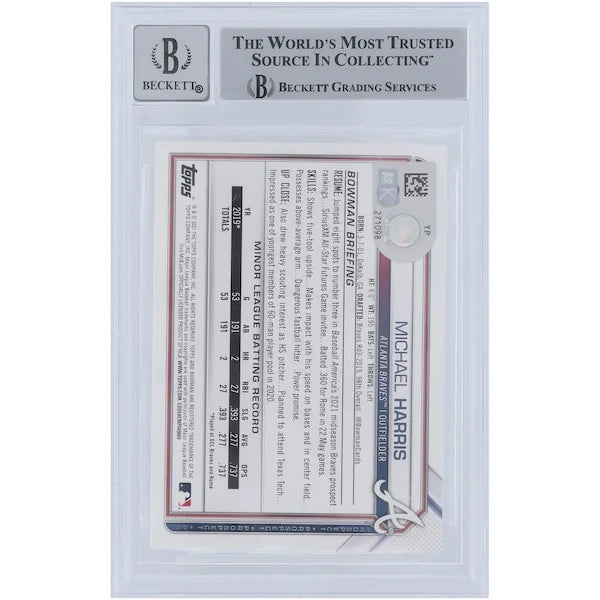Michael Harris II Signed 2021 Bowman Draft #BD-86 | Beckett Graded 9